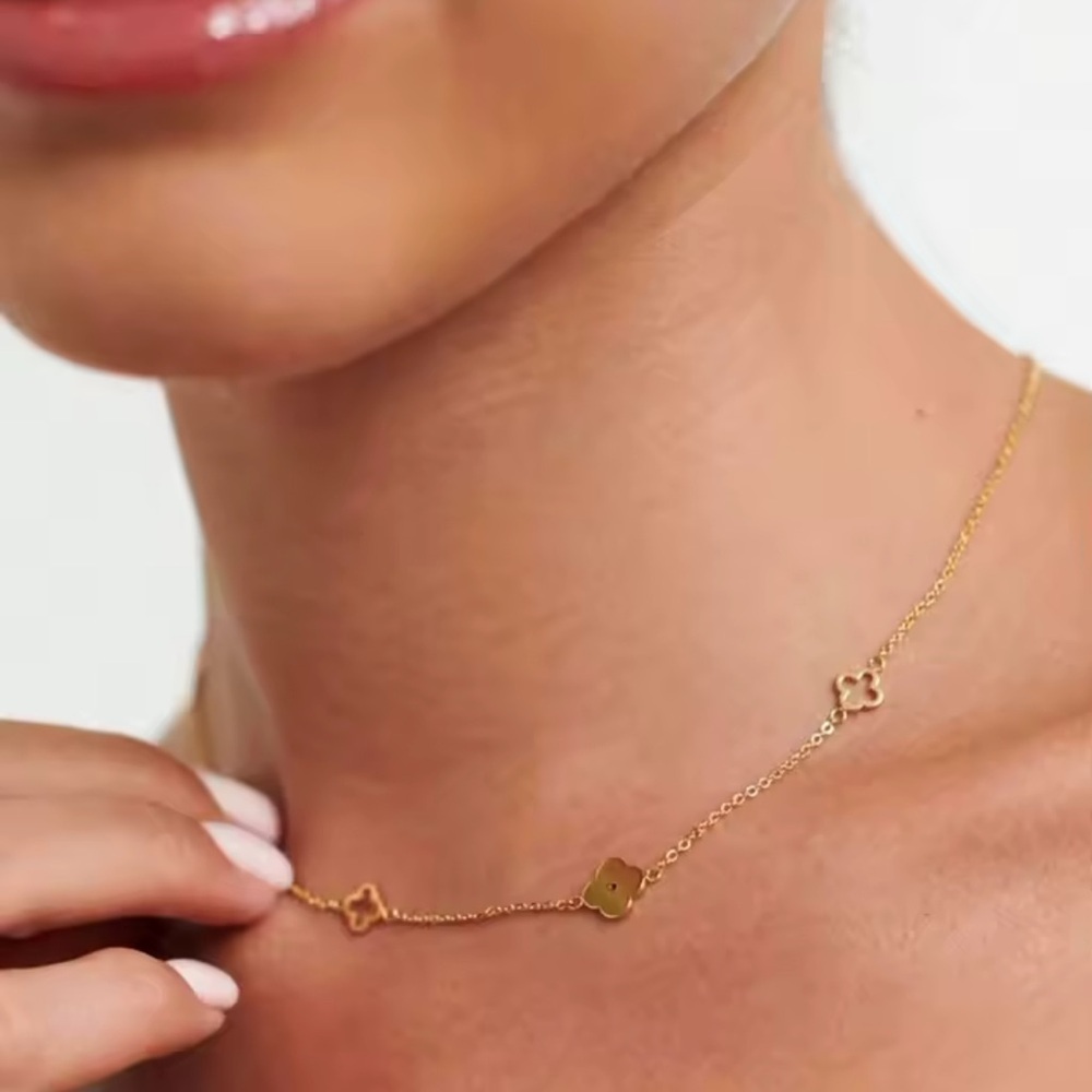 Gold 2PCS Gold Stainless Steel Necklace & Bracelet Set ✨